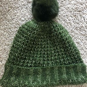 Vince Camuto Real Rabbit Fur Green Beanie Hat